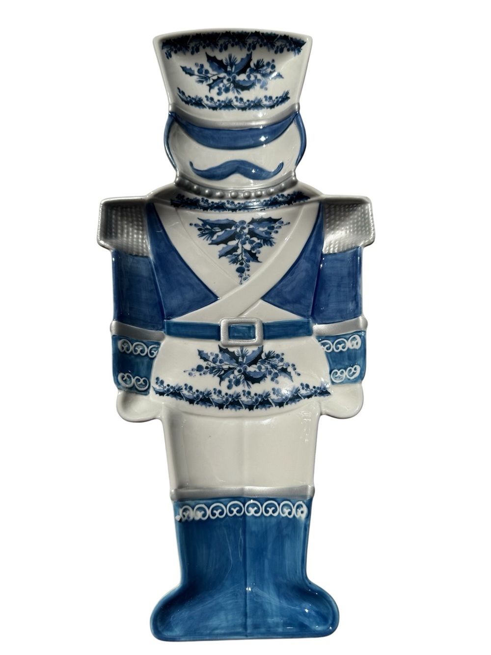 Southern Living Stoneware Serving Platter Blue White Chinoiserie Nutcracker